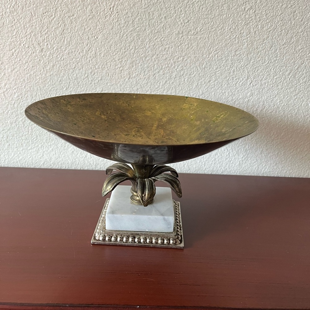 Vintage Brass and Marble Decorative Bowl